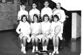 1965, school tennis team. Back row:  Geoff Bowmer, Ian Clayton, Graeme Power, Kim Rennick.  Front row:  Lesley Stenhouse, Margaret Buzzard, Susan Little, Anne Bennie.